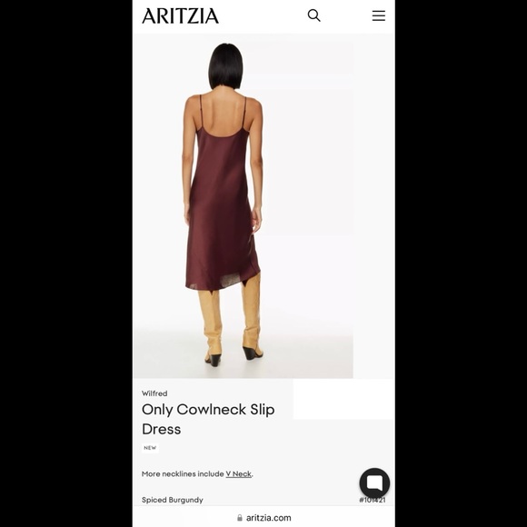 ❤️ ARITZIA Spiced Burgundy (Bordeaux Wine) - M - Only Cowl Slip - COWLNECK DRESS - Picture 3 of 16
